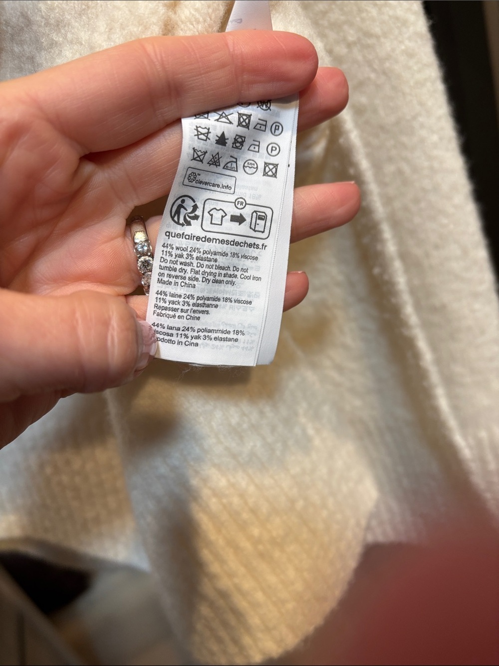 Cream Turtleneck Oversized Sweater asymmetrical All Saints - Picture 12 of 12